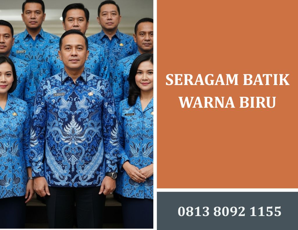 Ide Desain Seragam Batik Warna Biru Beragam Motif