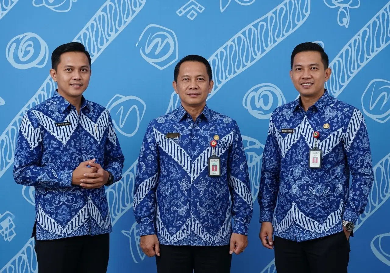 Seragam Batik Warna Biru Motif Kontemporer dan Geometris