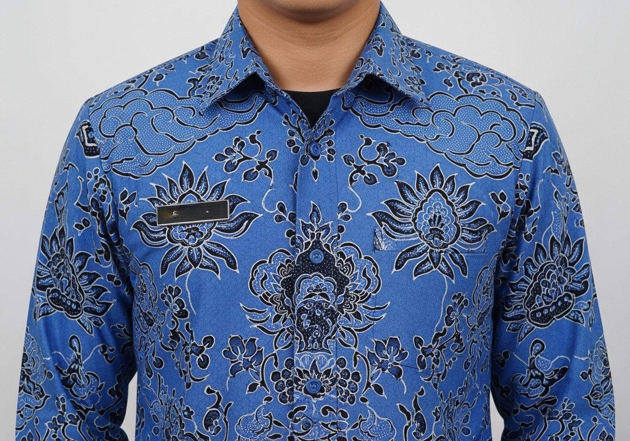 Seragam Batik Warna Biru Motif Mega Mendung